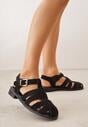 Czarne Sandały o Fasonie Gladiatorek z Paskiem ze Sprzączką Abma