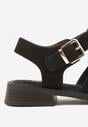 Czarne Sandały o Fasonie Gladiatorek z Paskiem ze Sprzączką Abma
