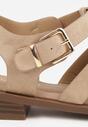 Ciemnobeżowe Sandały o Fasonie Gladiatorek z Paskiem ze Sprzączką Abma