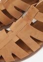 Jasnobrązowe Sandały o Fasonie Gladiatorek z Paskiem ze Sprzączką Abma