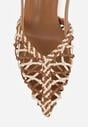 Brązowe Czółenka na Szpilce z Ażurową Szydełkową Cholewką Navioil