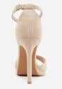 Beżowe Sandały na Szpilce z Imitacji Zamszu z Zapięciem na Klamerkę przy Pasku Odesei