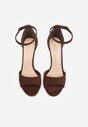 Brązowe Sandały na Szpilce z Imitacji Zamszu z Zapięciem na Klamerkę przy Pasku Odesei