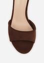 Brązowe Sandały na Szpilce z Imitacji Zamszu z Zapięciem na Klamerkę przy Pasku Odesei