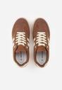 Brązowe Sneakersy na Platformie w Stylu Tenisówek Ozdobione Paskami Ladia