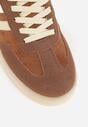 Brązowe Sneakersy na Platformie w Stylu Tenisówek Ozdobione Paskami Ladia
