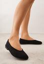Czarne Balerinki z Imitacji Zamszu w Stylu Basic Saraphiele
