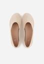 Beżowe Balerinki z Imitacji Zamszu w Stylu Basic Saraphiele