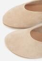 Beżowe Balerinki z Imitacji Zamszu w Stylu Basic Saraphiele