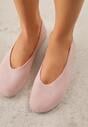Różowe Balerinki z Imitacji Zamszu w Stylu Basic Saraphiele