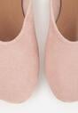 Różowe Balerinki z Imitacji Zamszu w Stylu Basic Saraphiele
