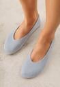 Niebieskie Balerinki z Imitacji Zamszu w Stylu Basic Saraphiele