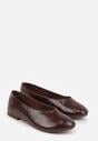 Brązowe Gładkie Balerinki Basic z Zaokrąglonym Noskiem Kaleta