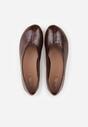 Brązowe Gładkie Balerinki Basic z Zaokrąglonym Noskiem Kaleta