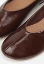 Brązowe Gładkie Balerinki Basic z Zaokrąglonym Noskiem Kaleta