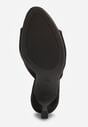 Czarne Klapki na Szpilce z Imitacji Zamszu z Noskiem Peep Toe Merissaura