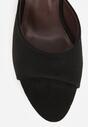 Czarne Klapki na Szpilce z Imitacji Zamszu z Noskiem Peep Toe Merissaura