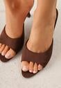Brązowe Klapki na Szpilce z Imitacji Zamszu z Noskiem Peep Toe Merissaura