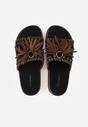 Czarne Klapki Boho z Ozdobnymi Frędzlami Samsonitta