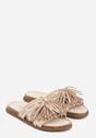 Beżowe Klapki Boho z Ozdobnymi Frędzlami Samsonitta