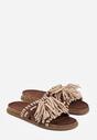 Brązowe Klapki Boho z Ozdobnymi Frędzlami Samsonitta