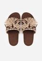 Brązowe Klapki Boho z Ozdobnymi Frędzlami Samsonitta