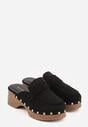 Czarne Klapki Drewniaki o Fasonie Loafersów z Ozdobnymi Nitami Sargita