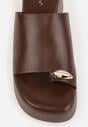 Brązowe Klapki Japonki na Koturnie w Stylu Drewniaków Triaqueena