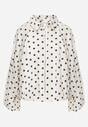 Jasnobeżowa Nietoperzowa Bluza z Wiskozą w Kropki z Kołnierzykiem Meze