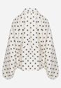 Jasnobeżowa Nietoperzowa Bluza z Wiskozą w Kropki z Kołnierzykiem Meze
