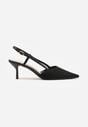 Czarne Ażurowe Sandały na Szpilce Typu Slingback Pavidia