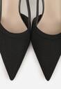 Czarne Ażurowe Sandały na Szpilce Typu Slingback Pavidia