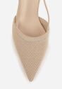 Beżowe Ażurowe Sandały na Szpilce Typu Slingback Pavidia