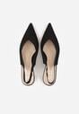 Czarne Sandały Slingback z Ażurową Cholewką i Szpiczastym Noskiem Beethovia