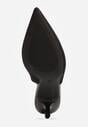 Czarne Sandały Slingback z Ażurową Cholewką i Szpiczastym Noskiem Beethovia