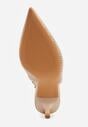 Beżowe Sandały Slingback z Ażurową Cholewką i Szpiczastym Noskiem Beethovia