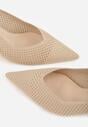 Beżowe Sandały Slingback z Ażurową Cholewką i Szpiczastym Noskiem Beethovia