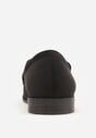 Czarne Mokasyny z Imitacji Zamszu z Aplikacją w Kształcie Kokardy z Frędzlami Edea