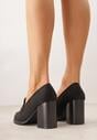 Czarne Półbuty Mokasyny na Słupku z Geometryczną Wstawką Edalinae