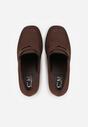 Brązowe Półbuty Mokasyny na Słupku z Geometryczną Wstawką Edalinae