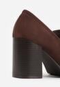 Brązowe Półbuty Mokasyny na Słupku z Geometryczną Wstawką Edalinae