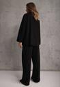 Czarny Komplet Dresowy z Dzianiny z Wiskozą Bluza i Spodnie Wide Leg Nevelida