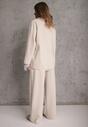 Jasnobeżowy Komplet Dresowy z Dzianiny z Wiskozą Bluza i Spodnie Wide Leg Nevelida