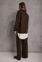 Ciemnobrązowy Komplet Dresowy z Dzianiny z Wiskozą Bluza i Spodnie Wide Leg Nevelidaa