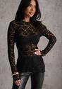 Czarna Bluzka z Koronki o Asymetrycznym Kroju Kortesta