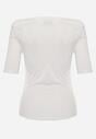 Biała Bluzka z Dekoltem Typu Łódka Ozdobiona Cyrkoniami Neaninna