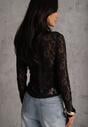 Czarna Bluzka Półgolf z Koronki Dinita