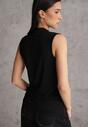Czarna Bluzka Top Bez Rękawów ze Stójką Nedire