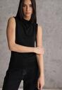 Czarna Bluzka Top Bez Rękawów ze Stójką Nedire
