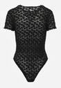 Czarne Body z Koronki z Krótkim Rękawem Dorilie